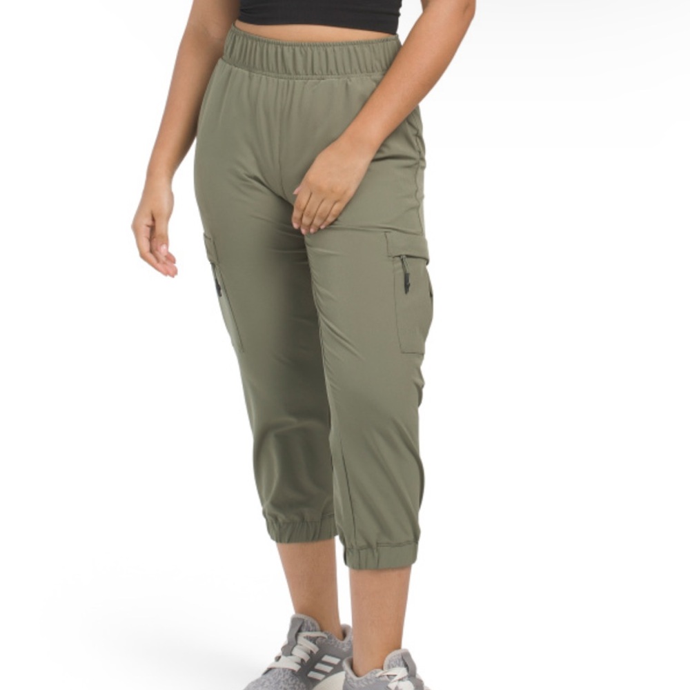 Mondetta Commuter Capri Cargo Jogger Ankle Pants Lightweight Dusty Olive XS